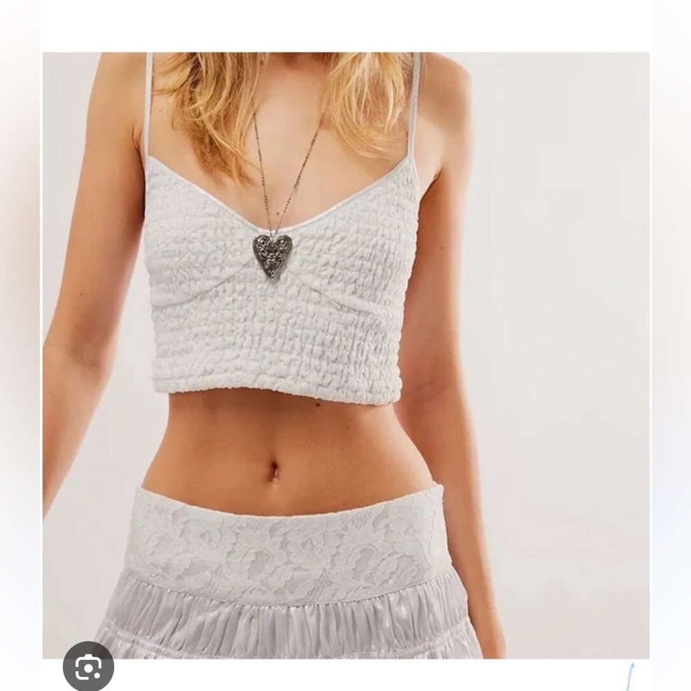 Free People White Metallica Skirt Set